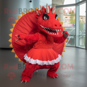 Röd Stegosaurus maskotdräkt...