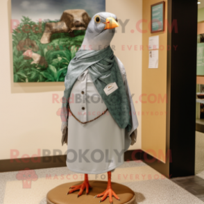 Olive Passenger Pigeon mascot costume character dressed with a Dress Shirt and Scarf clips