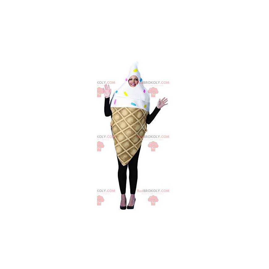 Ice cream cone mascot with colorful pearls - Redbrokoly.com