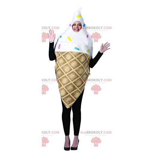 Mascote de casquinha de sorvete com pérolas coloridas -