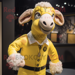 Yellow Ram maskot kostym...