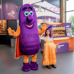 Paarse Currywurst mascotte...