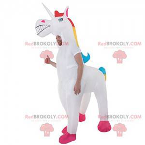 Mascotte de licorne et sa crinière arc-en-ciel - Redbrokoly.com