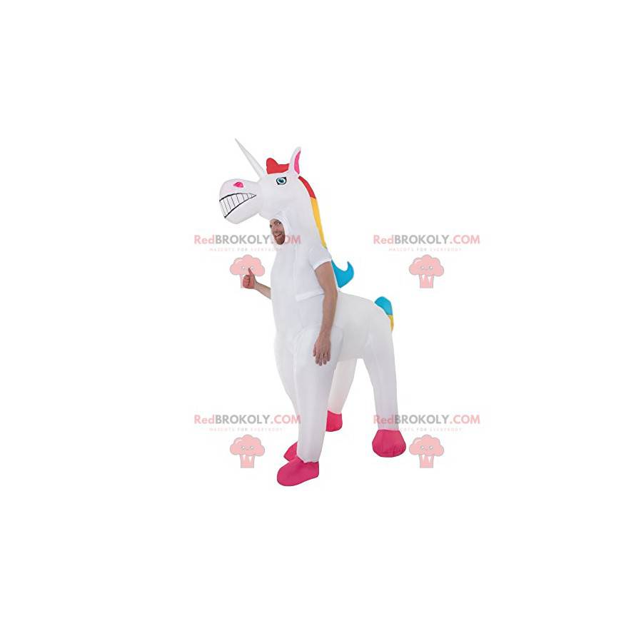 Mascotte unicorno e la sua criniera arcobaleno - Redbrokoly.com