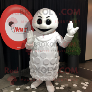 White Golf Ball mascot costume character dressed with a Tank Top and Mittens