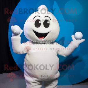 White Golf Ball mascot costume character dressed with a Tank Top and Mittens