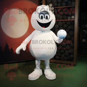 White Golf Ball mascot costume character dressed with a Tank Top and Mittens