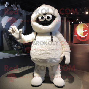 White Golf Ball mascot costume character dressed with a Tank Top and Mittens