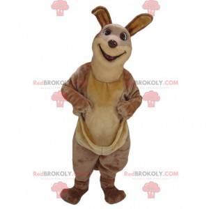 Mascote canguru marrom engraçado e realista - Redbrokoly.com