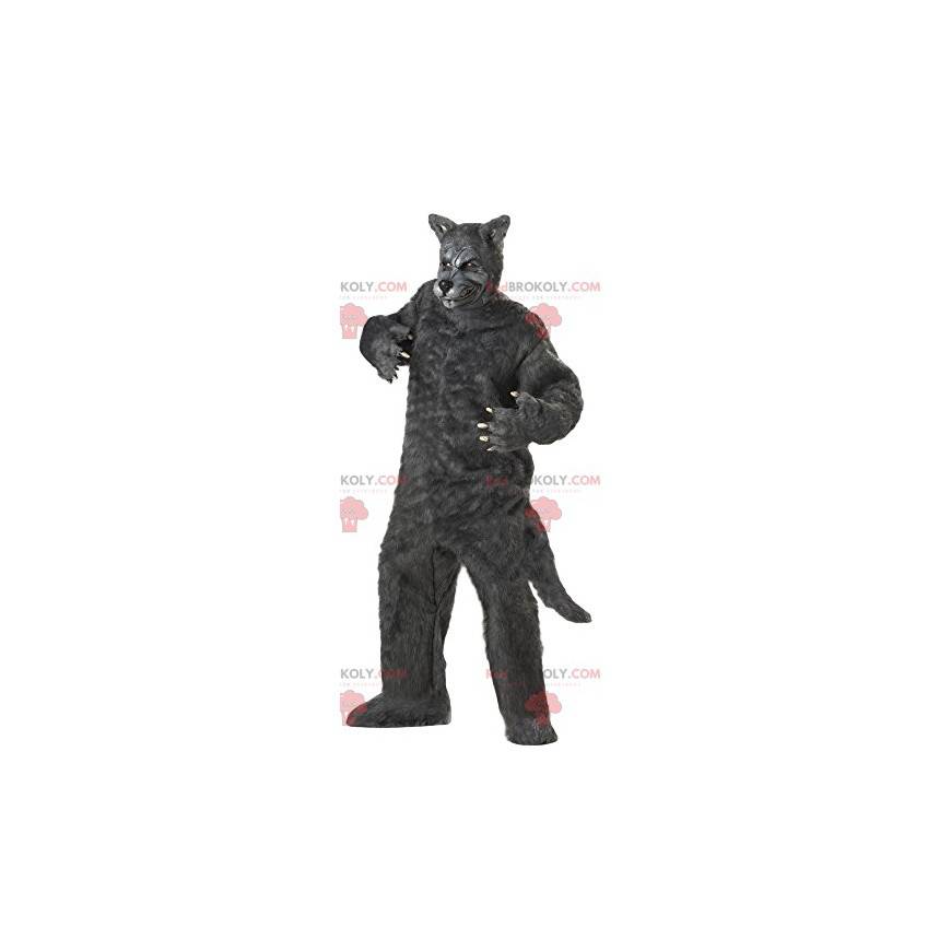 Terrificante mascotte lupo grigio. Costume da lupo -