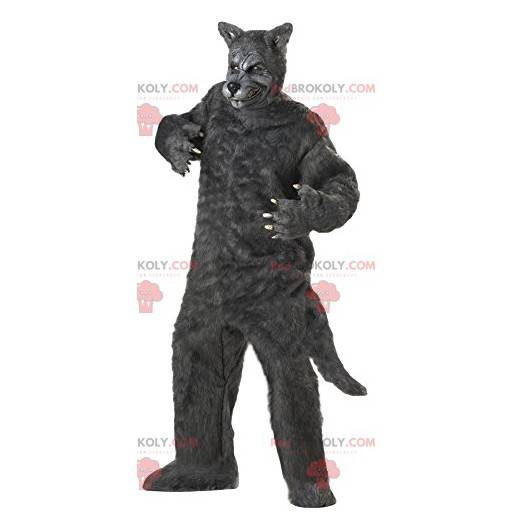 Mascotte de loup gris terrifiant. Costume de loup -