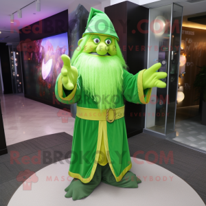 Limegrønn Wizard maskot...