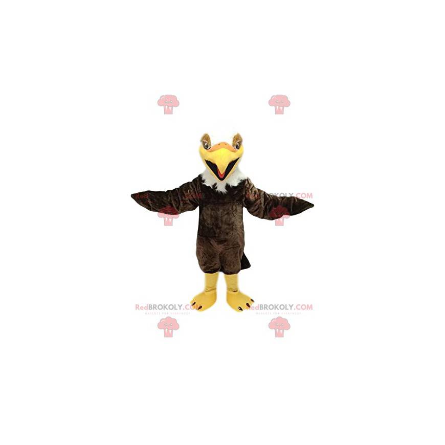 Mascotte d'aigle royal marron et blanc. Costume d'aigle -