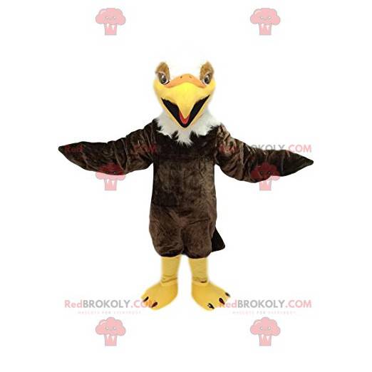 Brown and white golden eagle mascot. Eagle costume -