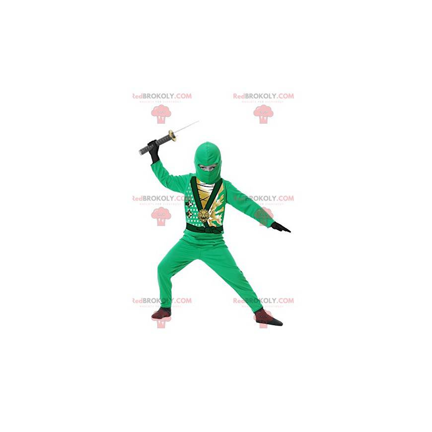 Maskotgrön ninjakrigare med sitt svärd. - Redbrokoly.com Maskotgrön ninjakrigare med sitt svärd. - Redbrokoly.com