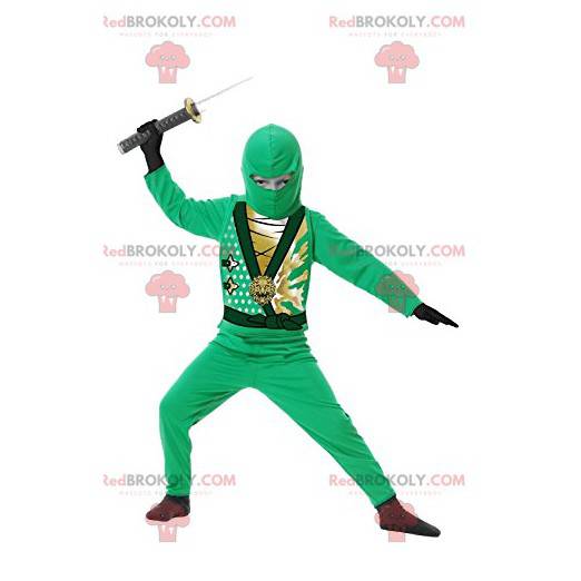 Mascotte de guerrier ninja vert avec son épée. - Redbrokoly.com
