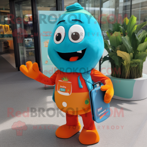 Turquoise oranje mascotte...