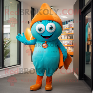 Turquoise oranje mascotte...