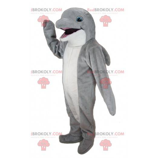 Kæmpe grå og hvid delfin maskot - Redbrokoly.com