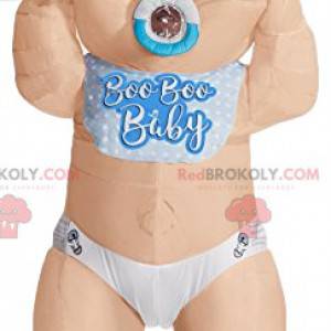 Baby mascot with beautiful blue eyes. Baby costume -