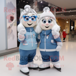 nan Pair Of Ice Skates mascot costume character dressed with a Overalls and Berets