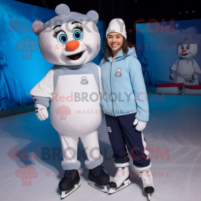 nan Pair Of Ice Skates mascot costume character dressed with a Overalls and Berets