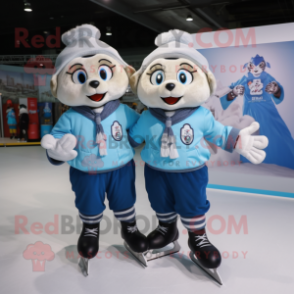 nan Pair Of Ice Skates mascot costume character dressed with a Overalls and Berets
