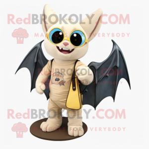 Cream Bat mascot costume character dressed with a Jeans and Handbags