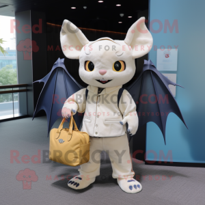 Cream Bat mascot costume character dressed with a Jeans and Handbags