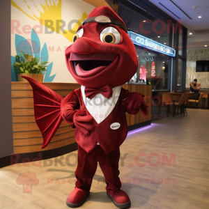 Maroon Tuna maskot kostume...