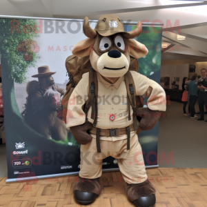 Tan Beef Stroganoff mascot costume character dressed with a Romper and Backpacks