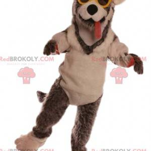 Dog mascot with yellow glasses. Dog costume - Redbrokoly.com