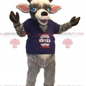 Mascotte di ariete con una maglia blu. Costume Ariete -