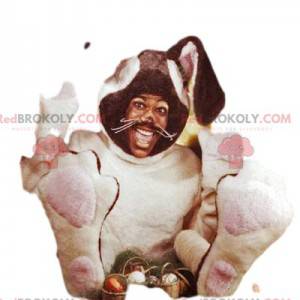 Grädd- och brun kaninmaskot. Bunny kostym - Redbrokoly.com