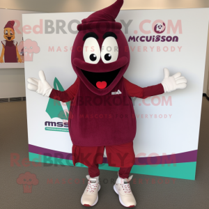 Maroon Tikka Masala mascot costume character dressed with a Romper and Shoe clips