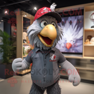 Gray Roosters mascot costume character dressed with a Polo Tee and Beanies