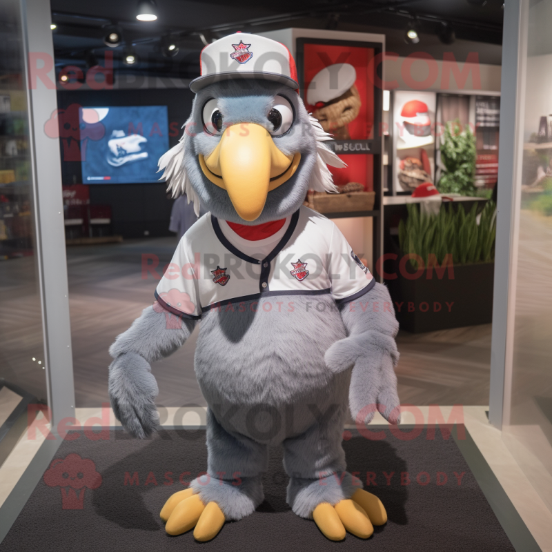 Gray Roosters mascot costume character dressed with a Polo Tee and Beanies Gray Roosters mascot costume character dressed with a Polo Tee and Beanies
