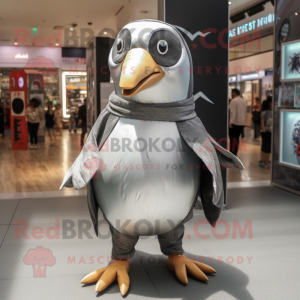 Silver Penguin mascot costume character dressed with a Trousers and Anklets