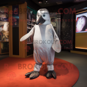 Silver Penguin mascot costume character dressed with a Trousers and Anklets