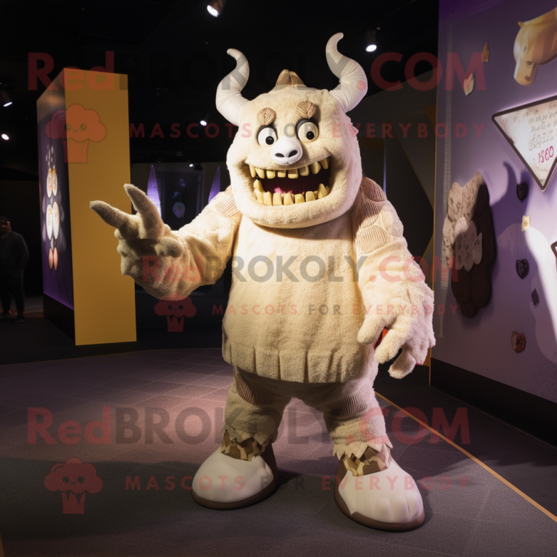 Cream Demon mascot costume character dressed with a Cardigan and Foot pads Cream Demon mascot costume character dressed with a Cardigan and Foot pads