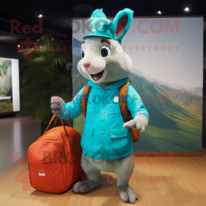 Cyan egern maskot kostume...