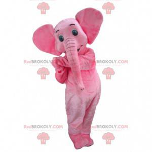 Roztomilý a barevný růžový slon maskot