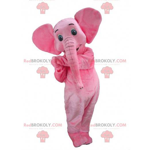 Roztomilý a barevný růžový slon maskot - Redbrokoly.com