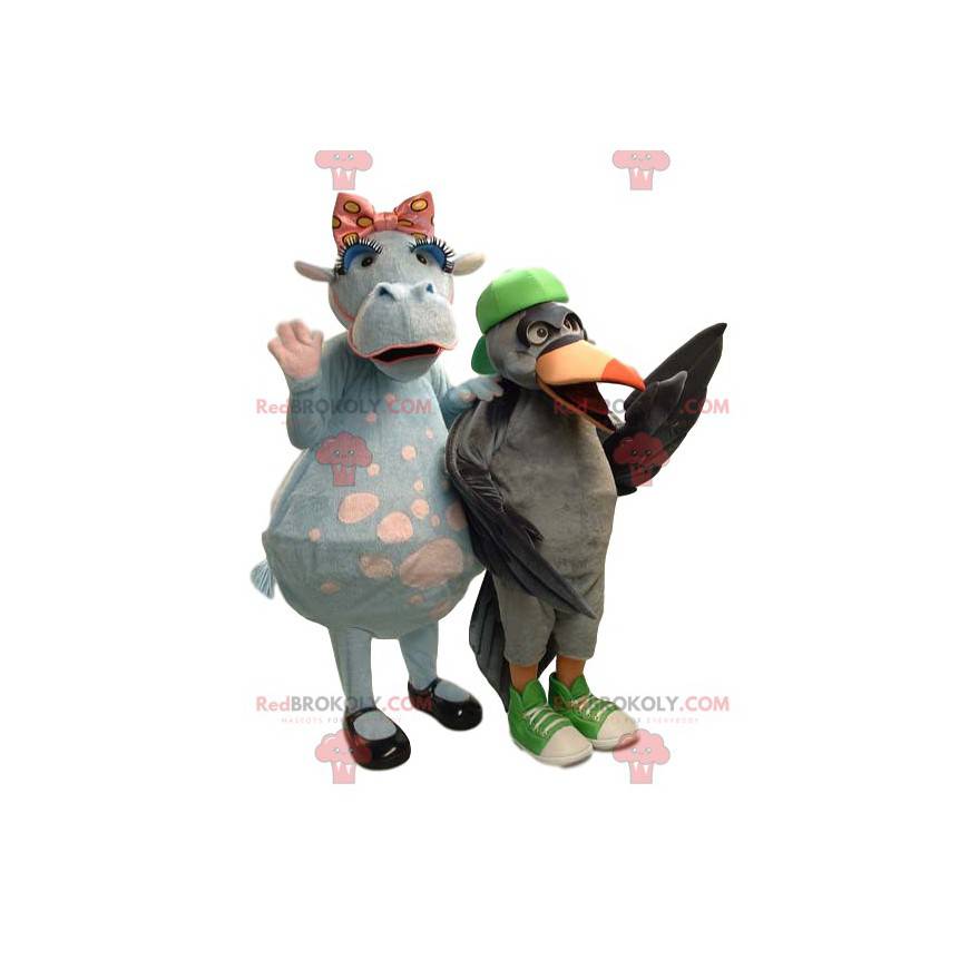Zwei Kuh- und Vogelmaskottchen - Redbrokoly.com