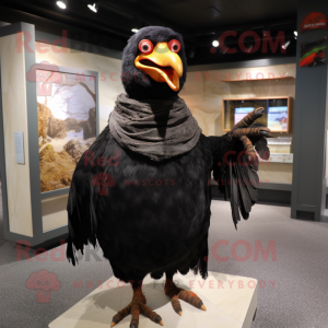 Black Chicken mascot costume character dressed with a Shorts and Shawls