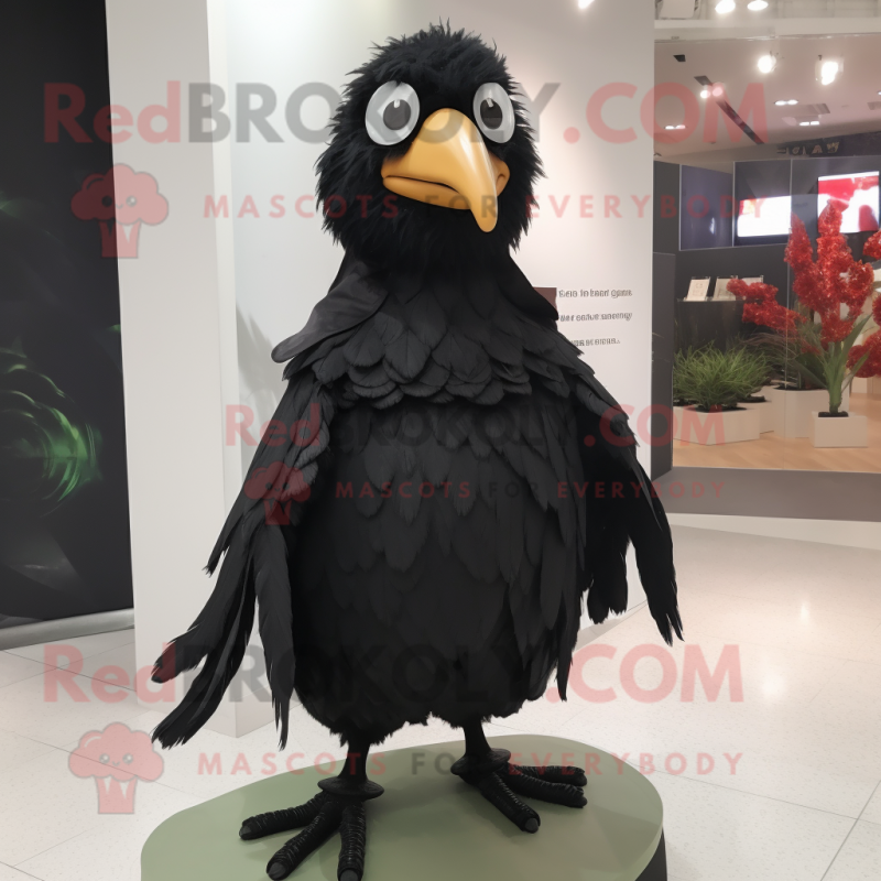 Black Chicken mascot costume character dressed with a Shorts and Shawls