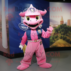 Pink Dragon maskot kostume...