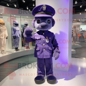 Lavender Navy Soldier mascot costume character dressed with a Polo Shirt and Beanies