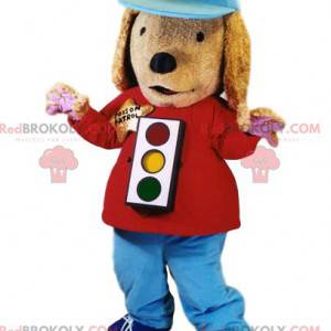 Dog mascot with a traffic light and a cap - Redbrokoly.com