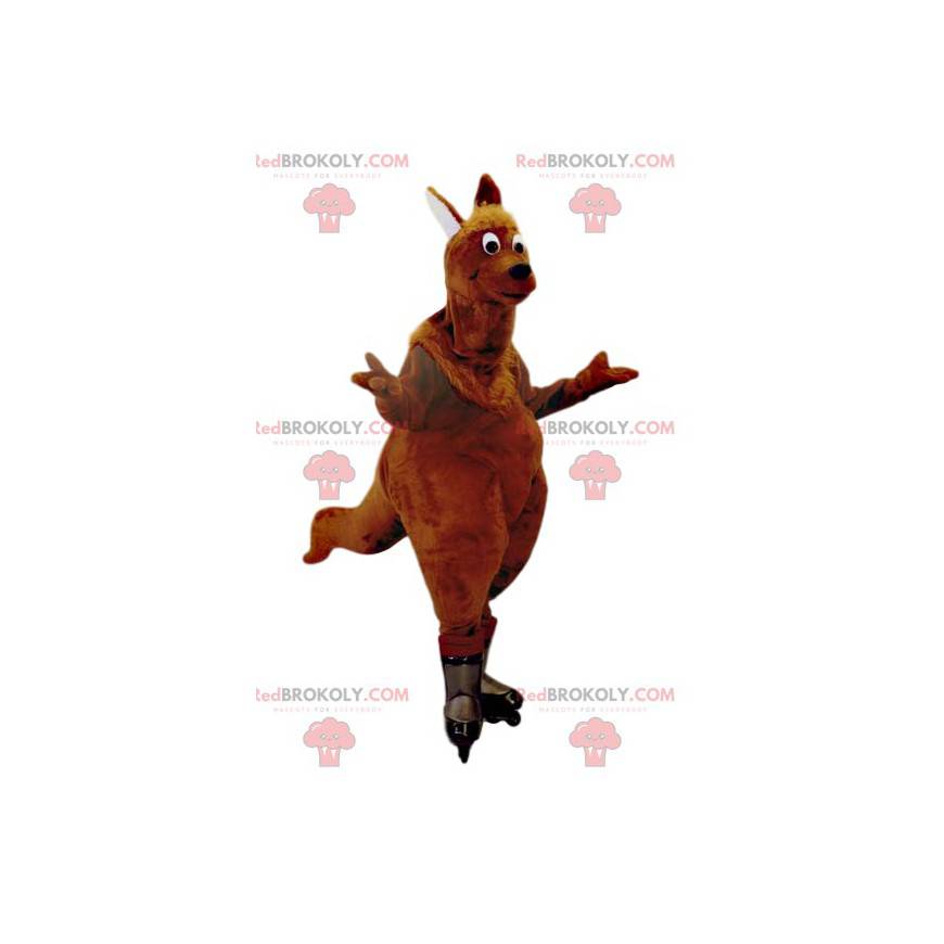 Mascot kangoourou marrón con rodillos de pastelería - Mascot kangoourou marrón con rodillos de pastelería -